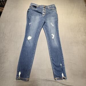 Old Navy Jeans Girls 14 Blue Rockstar Skinny Jegging Distressed Denim Stretch